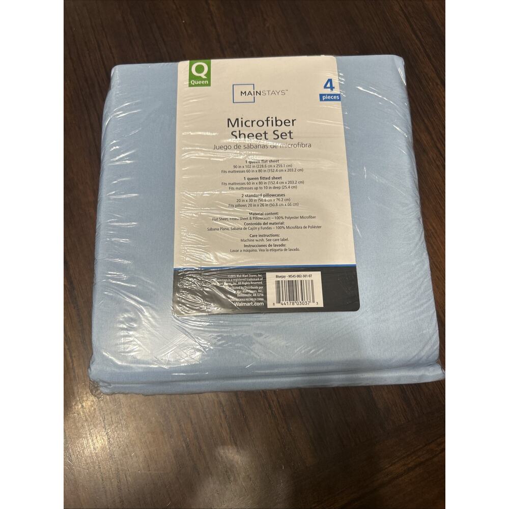 NEW Mainstays Soft Microfiber 4 Piece Sheet Set ~ Queen Size